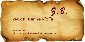 Zwick Barnabás névjegykártya